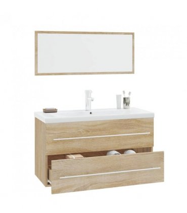 vidaXL 3 Piece Bathroom Furniture Set Sonoma Oak