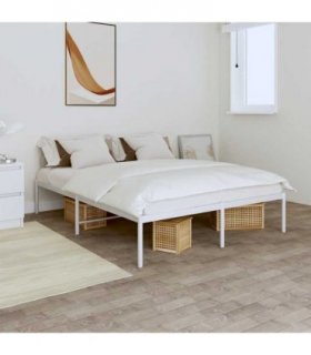 vidaXL Metal Bed Frame without Mattress White 160x200cm — Size: 160 x 200 cm, Model: without headboard