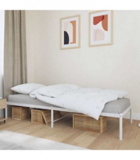 vidaXL Metal Bed Frame without Mattress White 75x190cm — Size: 75 x 190 cm, Model: without headboard