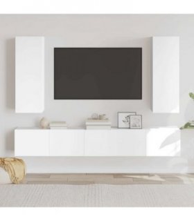 vidaXL 5 Piece TV Cabinet Set White Engineered Wood — V0671961055