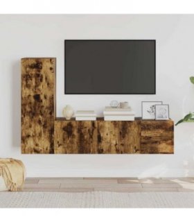 vidaXL 3 Piece TV Cabinet Set Smoked Oak Engineered Wood — V0671961056