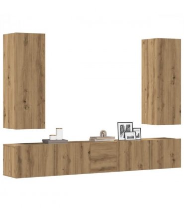 vidaXL 5 Piece TV Cabinet Set Wall-mounted Artisan Oak Engineered Wood