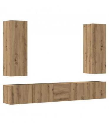 vidaXL 5 Piece TV Cabinet Set Wall-mounted Artisan Oak Engineered Wood