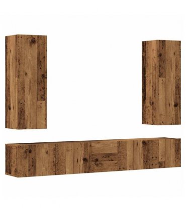 vidaXL 5 Piece TV Cabinet Set Wall-mounted Old Wood Engineered Wood — V0671961061