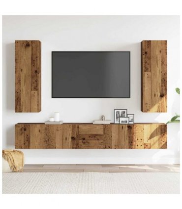 vidaXL 5 Piece TV Cabinet Set Wall-mounted Old Wood Engineered Wood — V0671961061