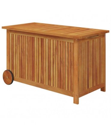 vidaXL Garden Storage Box with Wheels 90x50x58 cm Solid Wood Acacia — Size: 90 x 50 x 58 cm