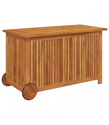vidaXL Garden Storage Box with Wheels 90x50x58 cm Solid Wood Acacia — Size: 90 x 50 x 58 cm