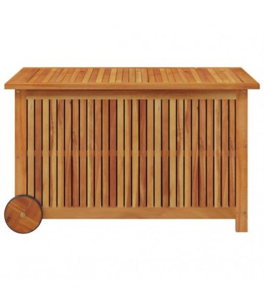 vidaXL Garden Storage Box with Wheels 90x50x58 cm Solid Wood Acacia — Size: 90 x 50 x 58 cm