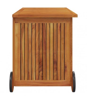 vidaXL Garden Storage Box with Wheels 90x50x58 cm Solid Wood Acacia — Size: 90 x 50 x 58 cm