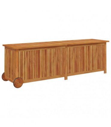 vidaXL Garden Storage Box with Wheels 150x50x58 cm Solid Wood Acacia — Size: 150 x 50 x 58 cm