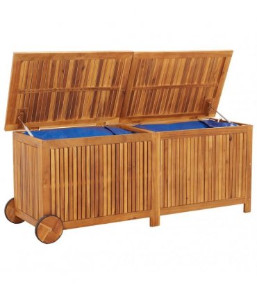 vidaXL Garden Storage Box with Wheels 150x50x58 cm Solid Wood Acacia — Size: 150 x 50 x 58 cm