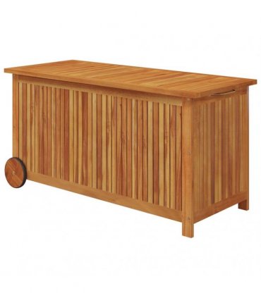 vidaXL Garden Storage Box with Wheels 113x50x58 cm Solid Wood Acacia — Size: 113 x 50 x 58 cm