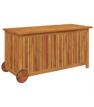 vidaXL Garden Storage Box with Wheels 113x50x58 cm Solid Wood Acacia — Size: 113 x 50 x 58 cm