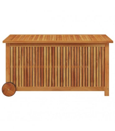 vidaXL Garden Storage Box with Wheels 113x50x58 cm Solid Wood Acacia — Size: 113 x 50 x 58 cm