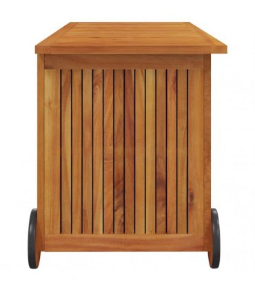 vidaXL Garden Storage Box with Wheels 113x50x58 cm Solid Wood Acacia — Size: 113 x 50 x 58 cm