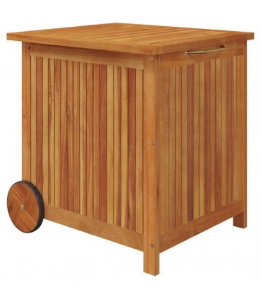 vidaXL Garden Storage Box with Wheels 60x50x58 cm Solid Wood Acacia — Size: 60 x 50 x 58 cm