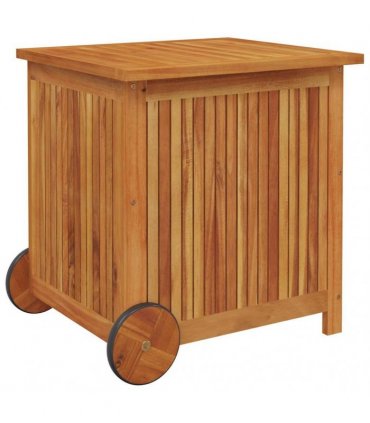 vidaXL Garden Storage Box with Wheels 60x50x58 cm Solid Wood Acacia — Size: 60 x 50 x 58 cm