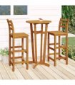 vidaXL 3 Piece Garden Bar Set Solid Wood Acacia — Model: bar chairs with backrest