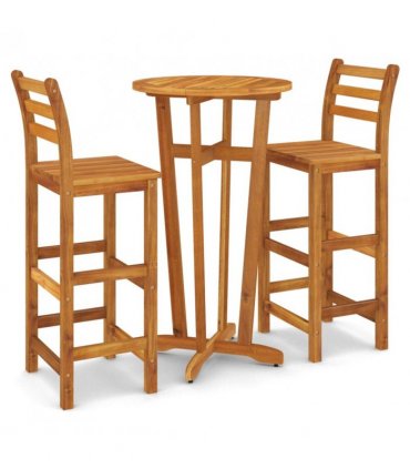 vidaXL 3 Piece Garden Bar Set Solid Wood Acacia — Model: bar chairs with backrest
