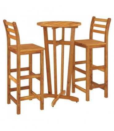 vidaXL 3 Piece Garden Bar Set Solid Wood Acacia — Model: bar chairs with backrest