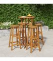 vidaXL 5 Piece Garden Bar Set Solid Wood Acacia — Model: bar stools with round seat