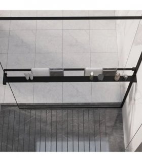 vidaXL Shower Shelf for Walk-in Shower Wall Black 118 cm Aluminium