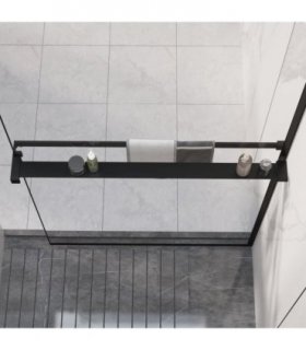 vidaXL Shower Shelf for Walk-in Shower Wall Black 90 cm Aluminium