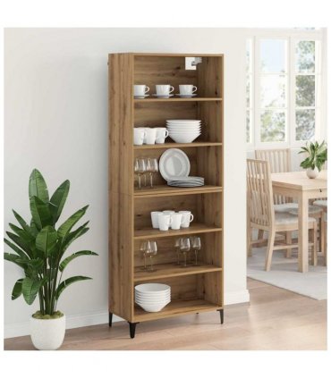 vidaXL Highboard Artisan Oak 69.5 x 34 x 180 cm Engineered Wood — Model: 3 shelves