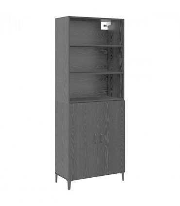 vidaXL Highboard Black Oak 69.5 x 32.5 x 180 cm Engineered Wood — Model: 2 doors — V0671961153