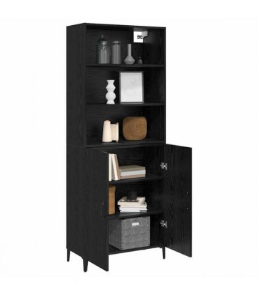 vidaXL Highboard Black Oak 69.5 x 32.5 x 180 cm Engineered Wood — Model: 2 doors — V0671961153