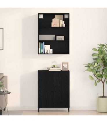 vidaXL Highboard Black Oak 69.5 x 32.5 x 180 cm Engineered Wood — Model: 2 doors — V0671961153