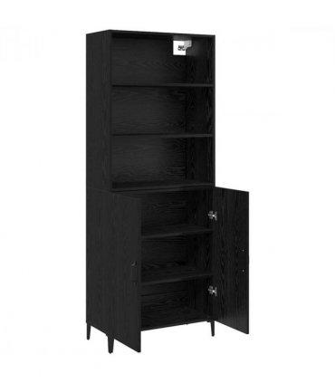 vidaXL Highboard Black Oak 69.5 x 32.5 x 180 cm Engineered Wood — Model: 2 doors — V0671961153