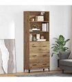 vidaXL Highboard Artisan Oak 69.5 x 34 x 180 cm Engineered Wood — Model: 3 drawers