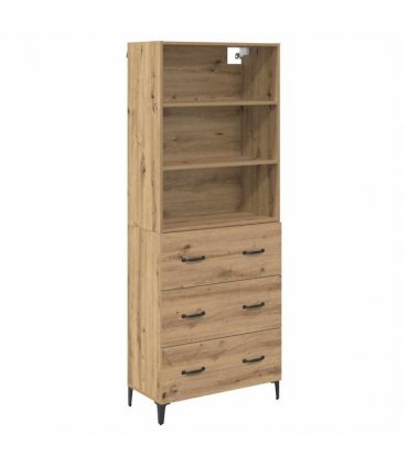 vidaXL Highboard Artisan Oak 69.5 x 34 x 180 cm Engineered Wood — Model: 3 drawers