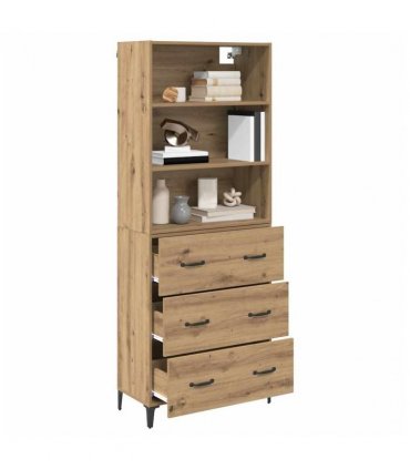 vidaXL Highboard Artisan Oak 69.5 x 34 x 180 cm Engineered Wood — Model: 3 drawers