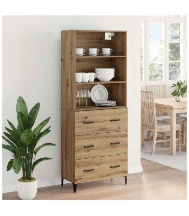vidaXL Highboard Artisan Oak 69.5 x 34 x 180 cm Engineered Wood — Model: 3 drawers
