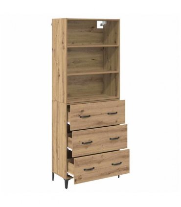 vidaXL Highboard Artisan Oak 69.5 x 34 x 180 cm Engineered Wood — Model: 3 drawers
