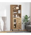 vidaXL Highboard Artisan Oak 69.5 x 34 x 180 cm Engineered Wood — Model: 1 glass door 3 drawers — V0671961156