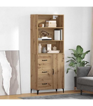 vidaXL Highboard Artisan Oak 69.5 x 34 x 180 cm Engineered Wood — Model: 1 door 3 drawers