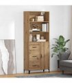vidaXL Highboard Artisan Oak 69.5 x 34 x 180 cm Engineered Wood — Model: 1 door 3 drawers