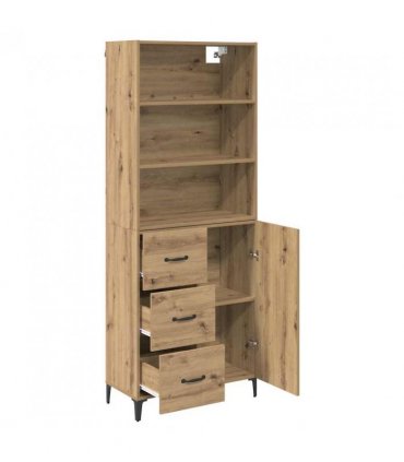 vidaXL Highboard Artisan Oak 69.5 x 34 x 180 cm Engineered Wood — Model: 1 door 3 drawers