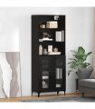vidaXL Highboard Black Oak 69.5 x 34 x 180 cm Engineered Wood — Model: 2 glass doors