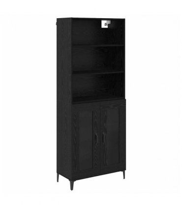 vidaXL Highboard Black Oak 69.5 x 34 x 180 cm Engineered Wood — Model: 2 glass doors