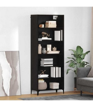 vidaXL Highboard Black Oak 69.5 x 34 x 180 cm Engineered Wood — Model: 3 shelves