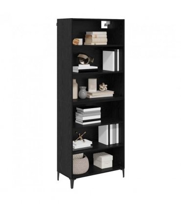 vidaXL Highboard Black Oak 69.5 x 34 x 180 cm Engineered Wood — Model: 3 shelves