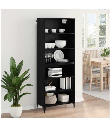 vidaXL Highboard Black Oak 69.5 x 34 x 180 cm Engineered Wood — Model: 3 shelves