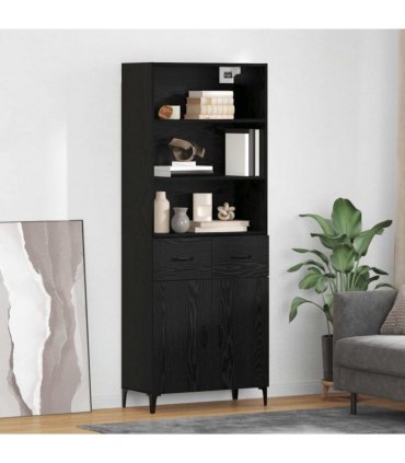 vidaXL Highboard Black Oak 69.5 x 34 x 180 cm Engineered Wood — Model: 2 doors 2 drawers