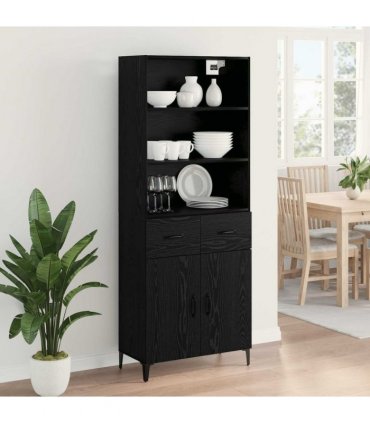 vidaXL Highboard Black Oak 69.5 x 34 x 180 cm Engineered Wood — Model: 2 doors 2 drawers