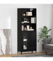 vidaXL Highboard Black Oak 69.5 x 34 x 180 cm Engineered Wood — Model: 1 glass door 3 drawers