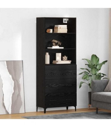 vidaXL Highboard Black Oak 69.5 x 34 x 180 cm Engineered Wood — Model: 3 drawers